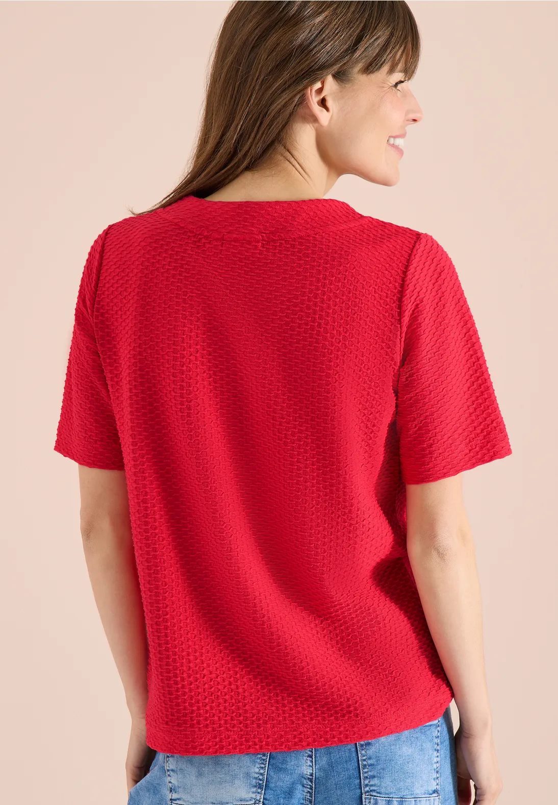 Cecil Structuur Shirt - Glazed Apple Red
