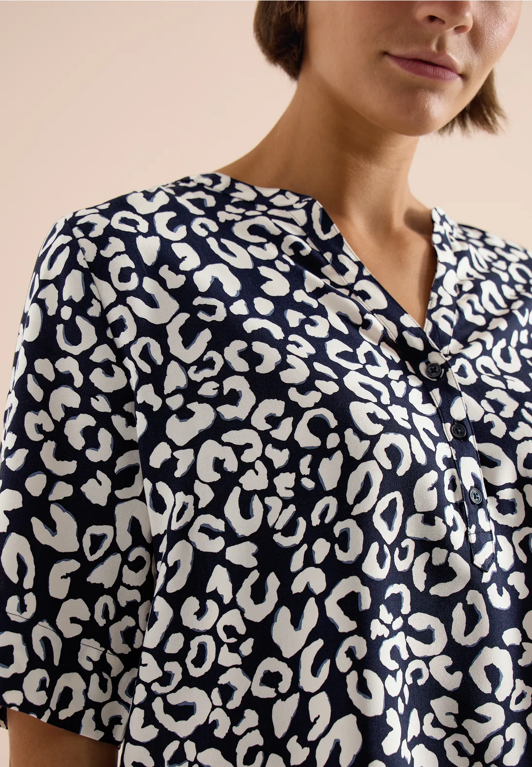 Cecil Blouse with Leo Print- Universal Blue