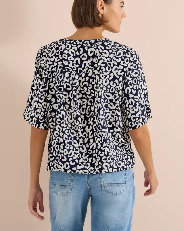 Cecil Blouse with Leo Print- Universal Blue