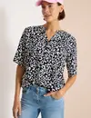 Cecil Blouse with Leo Print- Universal Blue