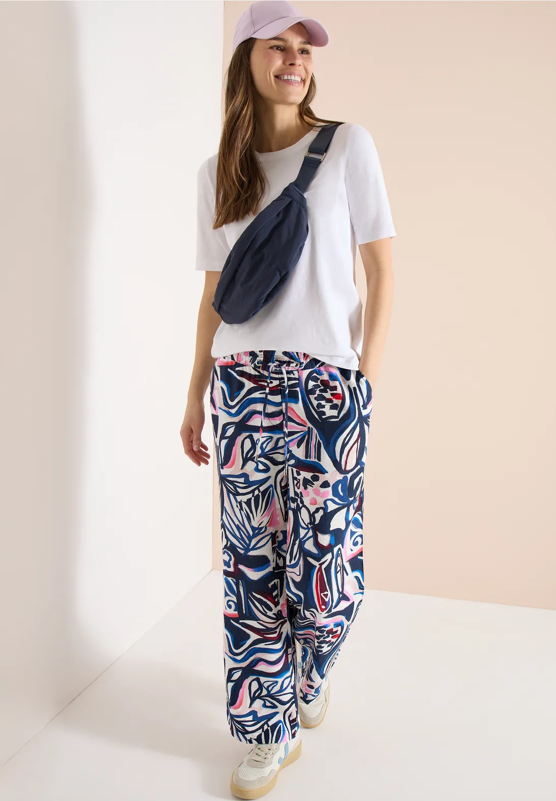 Cecil Print Pants Neele - Universal Blue