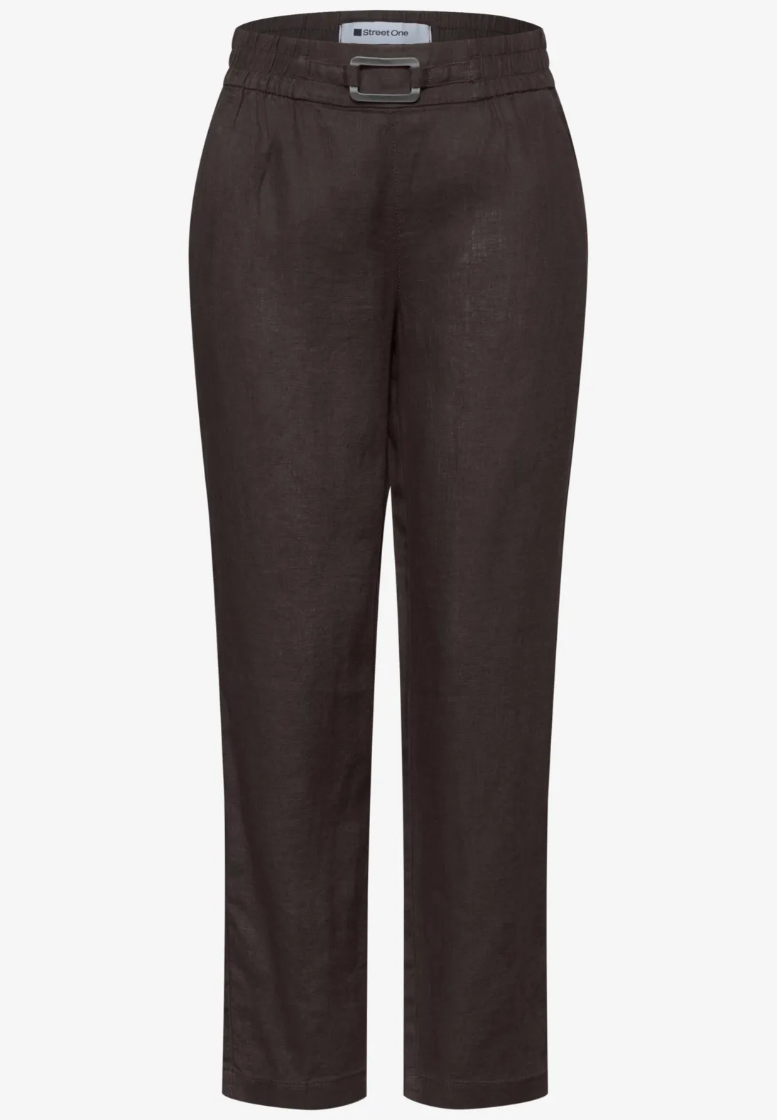 Street One Linnen Broek met Gesp - Espresso Brown
