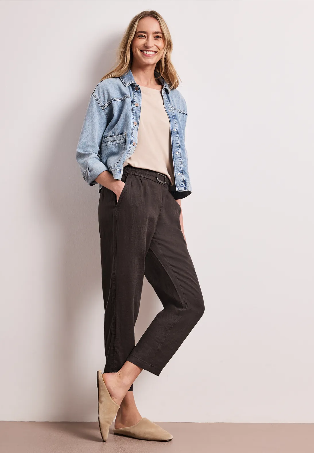 Street One Leinen Hose - Espresso Brown