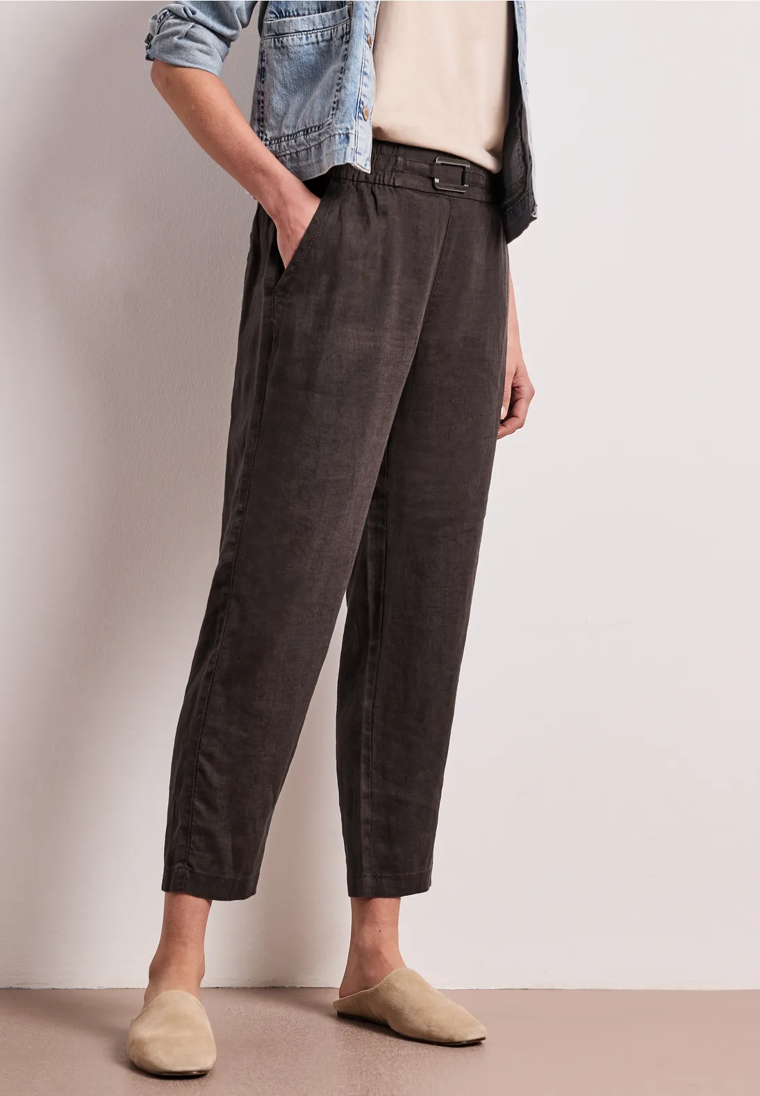 Street One Leinen Hose - Espresso Brown