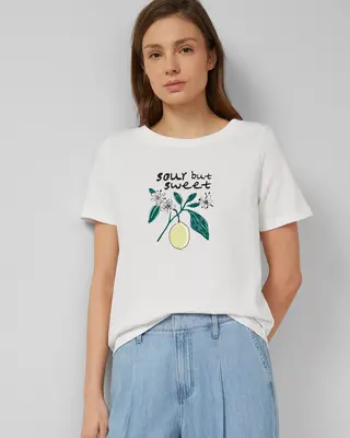 S. Oliver T-Shirt with Sequins - White