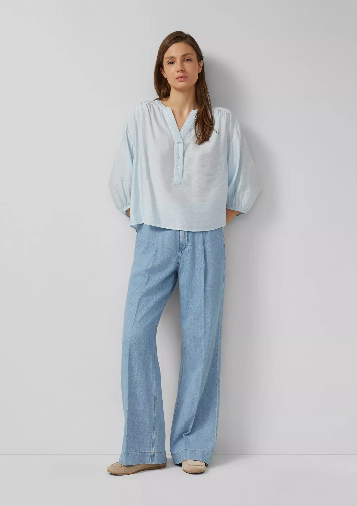 S. Oliver Kurze Bluse - Light Blue