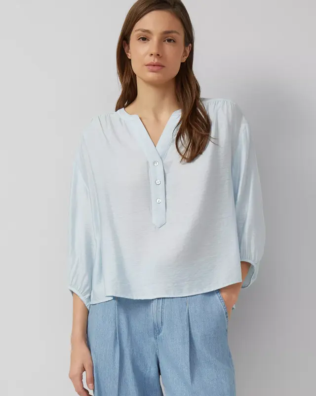 S. Oliver Kurze Bluse - Light Blue