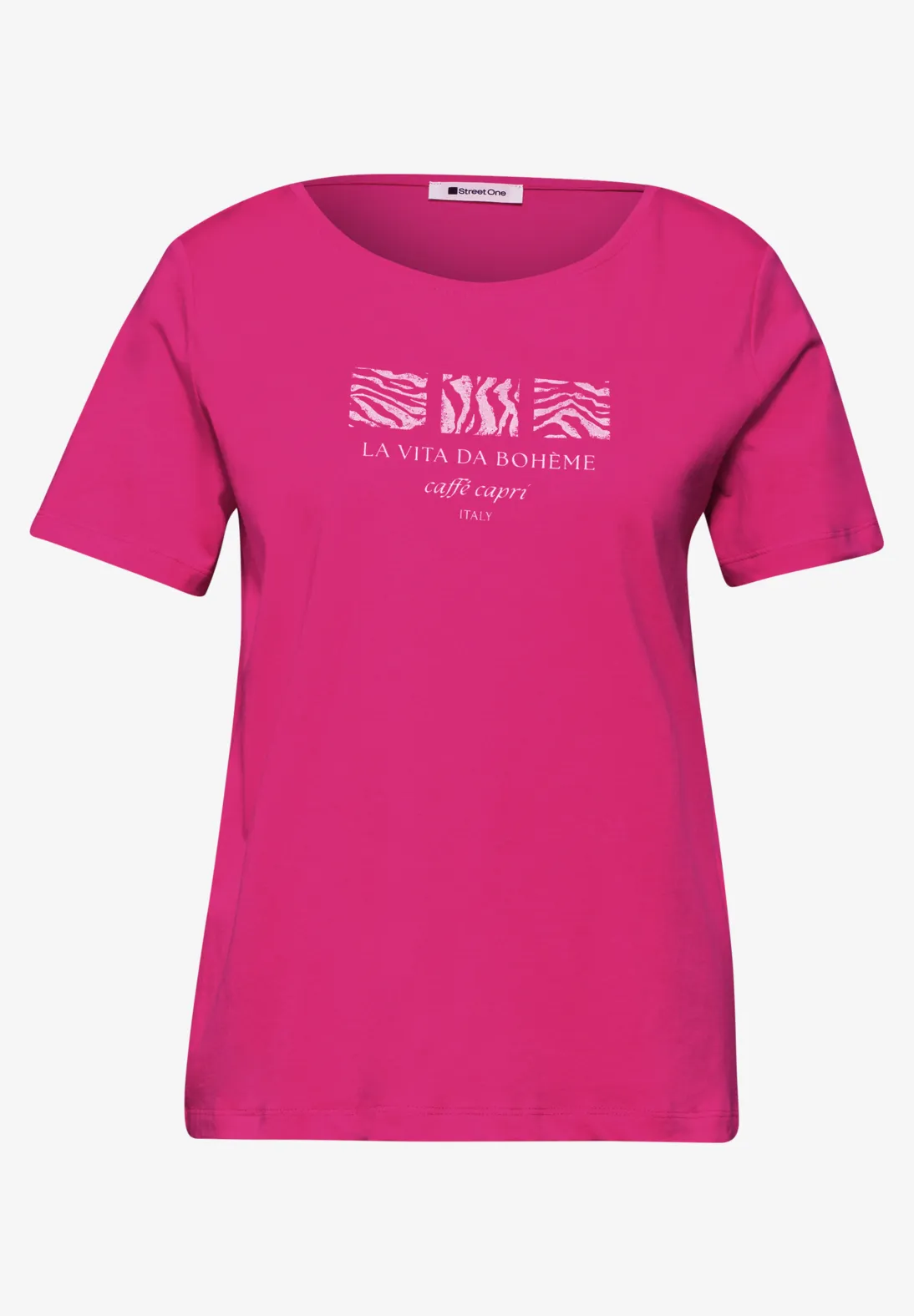 Street One Shirt with Frontprint - Magenta Dream