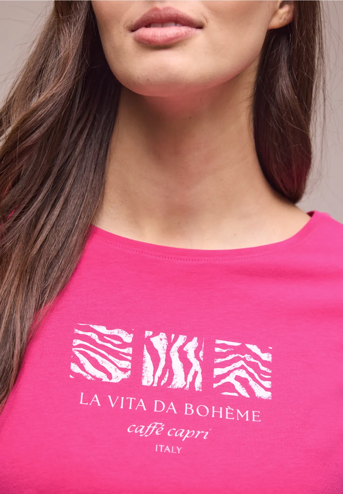 Street One Shirt mit Frontprint - Magenta Dream