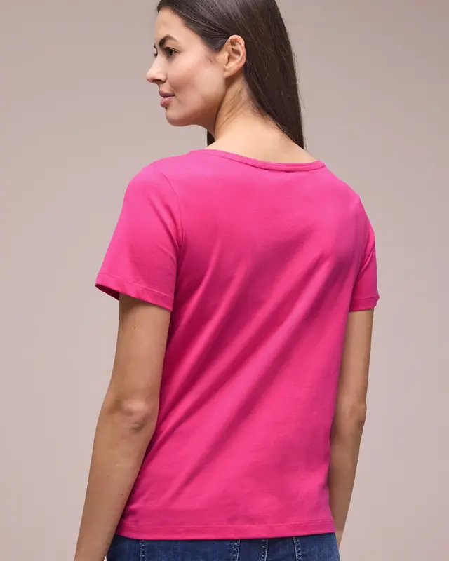 Street One Shirt met Frontprint - Magenta Dream
