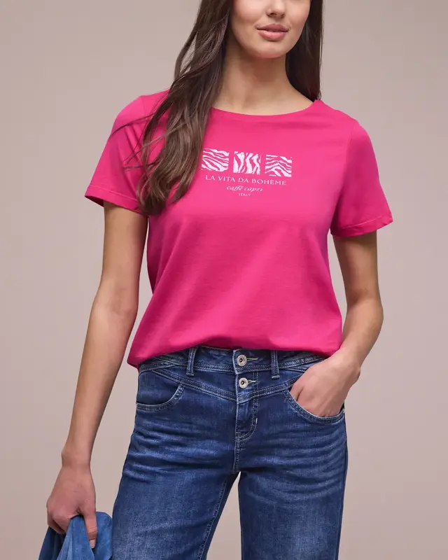 Street One Shirt mit Frontprint - Magenta Dream