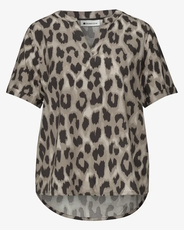 Street One Blouse with Animal Print - Timeless Beige