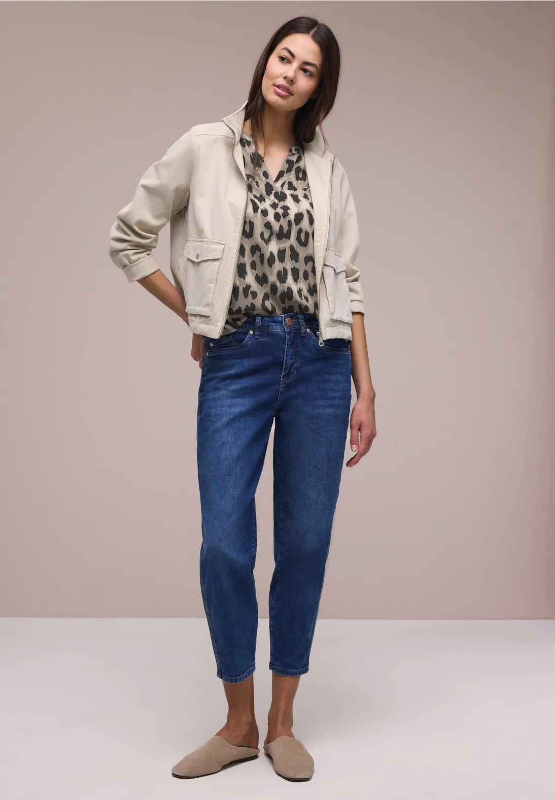Street One Blouse met Dierenprint - Timeless Beige