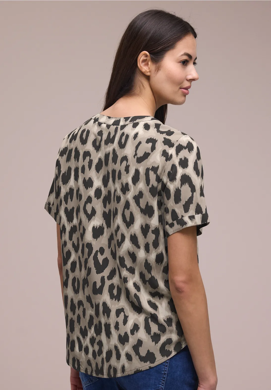 Street One Bluse mit Animal Muster - Timeless Beige