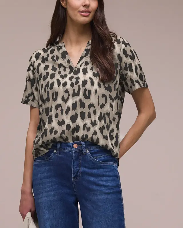 Street One Blouse with Animal Print - Timeless Beige