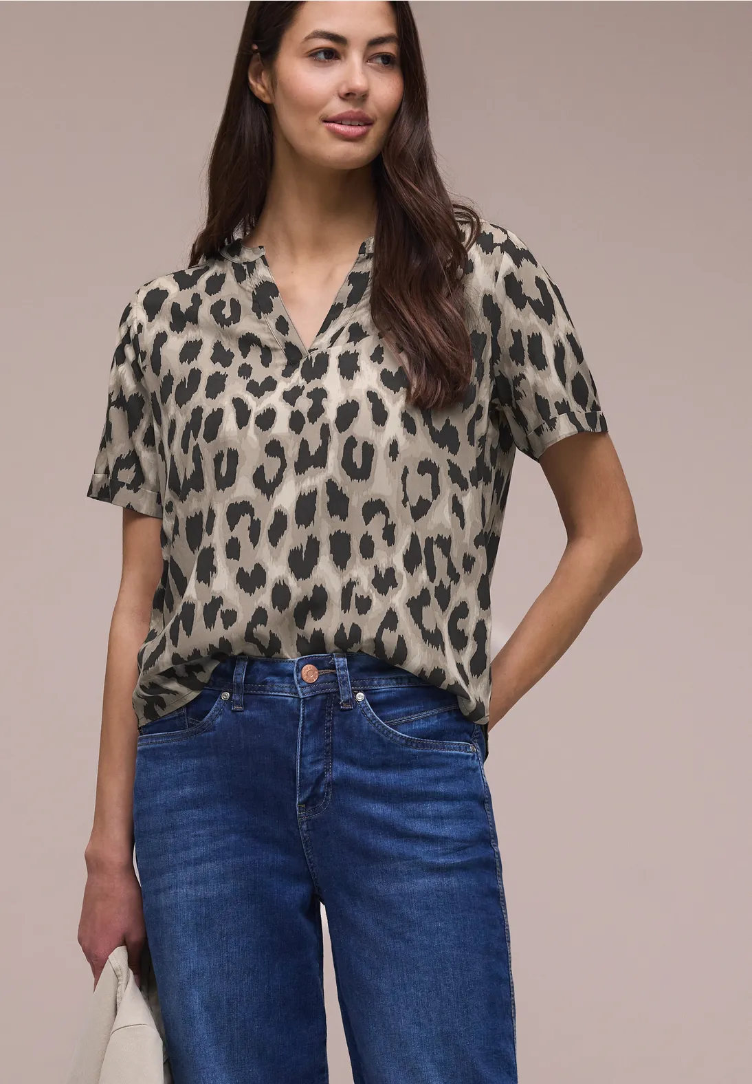 Street One Blouse met Dierenprint - Timeless Beige