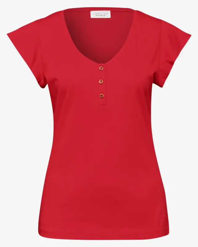 Street One Studio Shirt met Volant Mouw - Chili Red