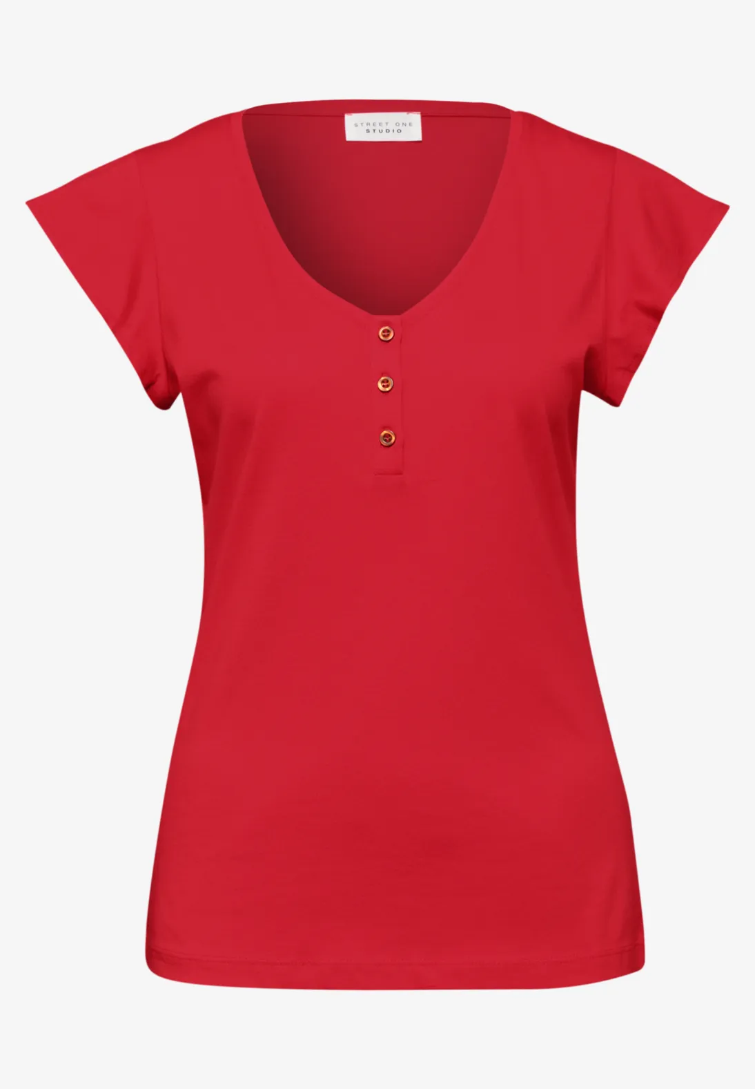 Street One Studio Shirt with V-Neck - Chili Red