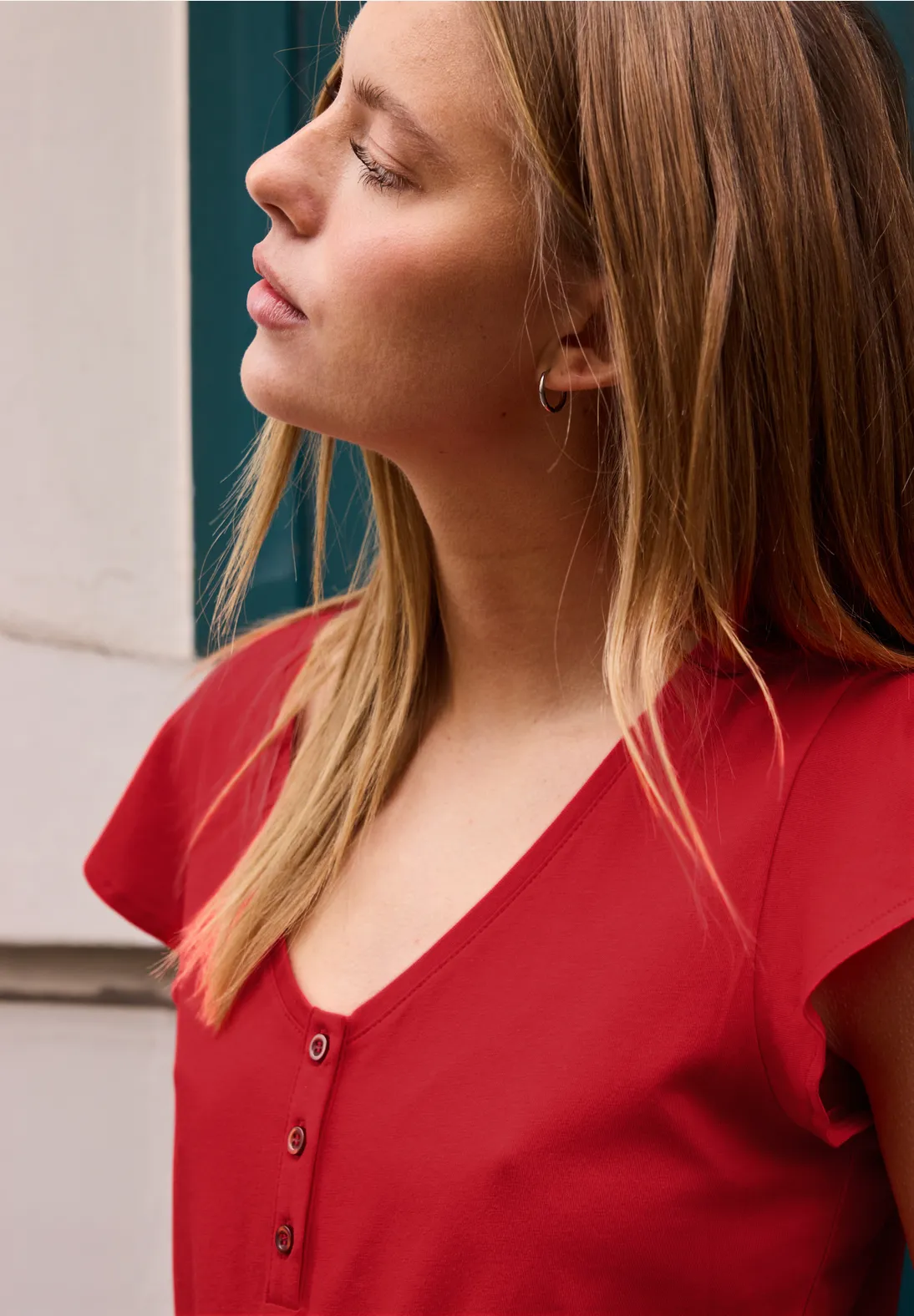 Street One Studio Shirt met Volant Mouw - Chili Red