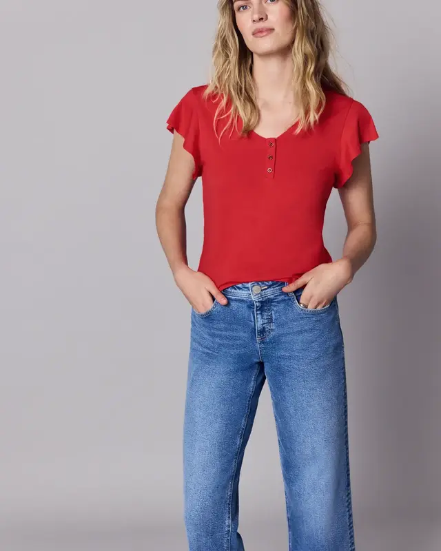 Street One Studio Shirt mit Volants - Chili Red