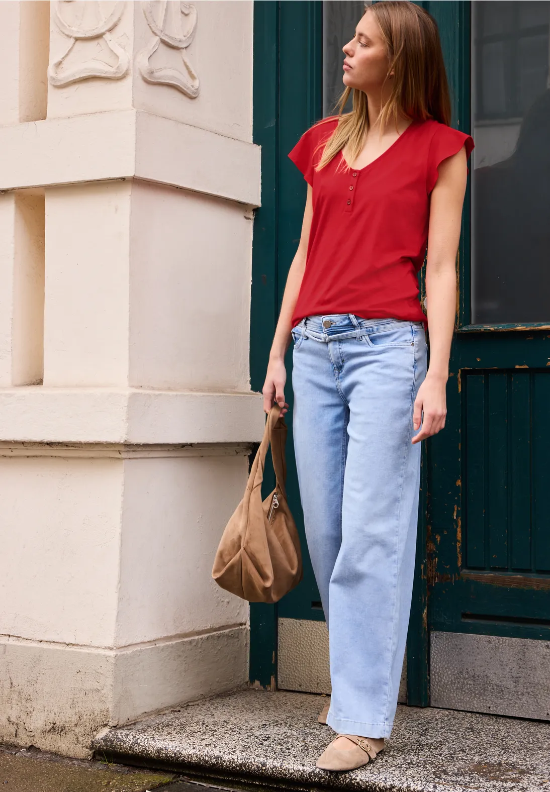 Street One Studio Shirt met Volant Mouw - Chili Red