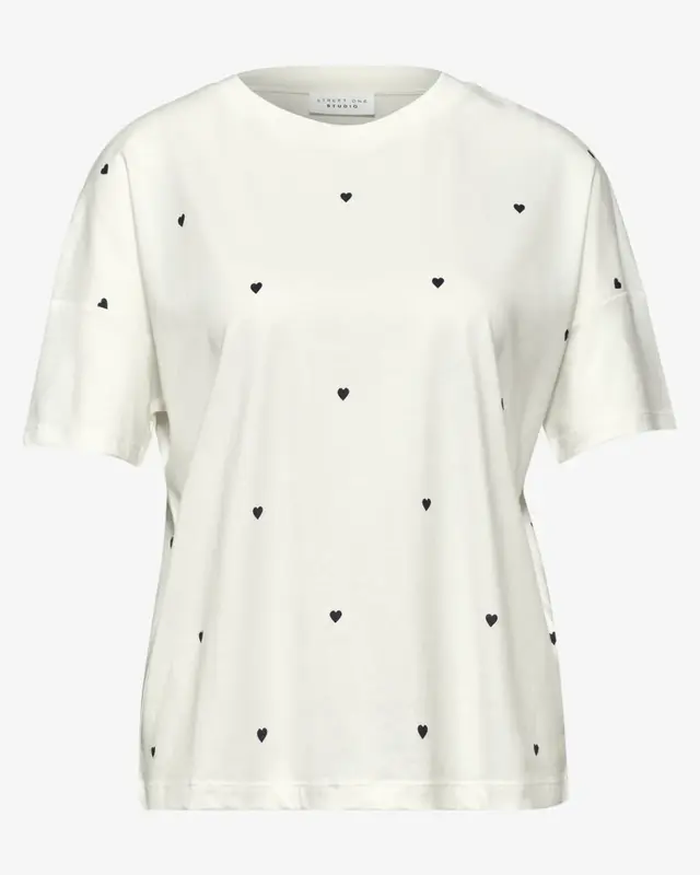 Street One Studio Shirt with Hearts - Off White