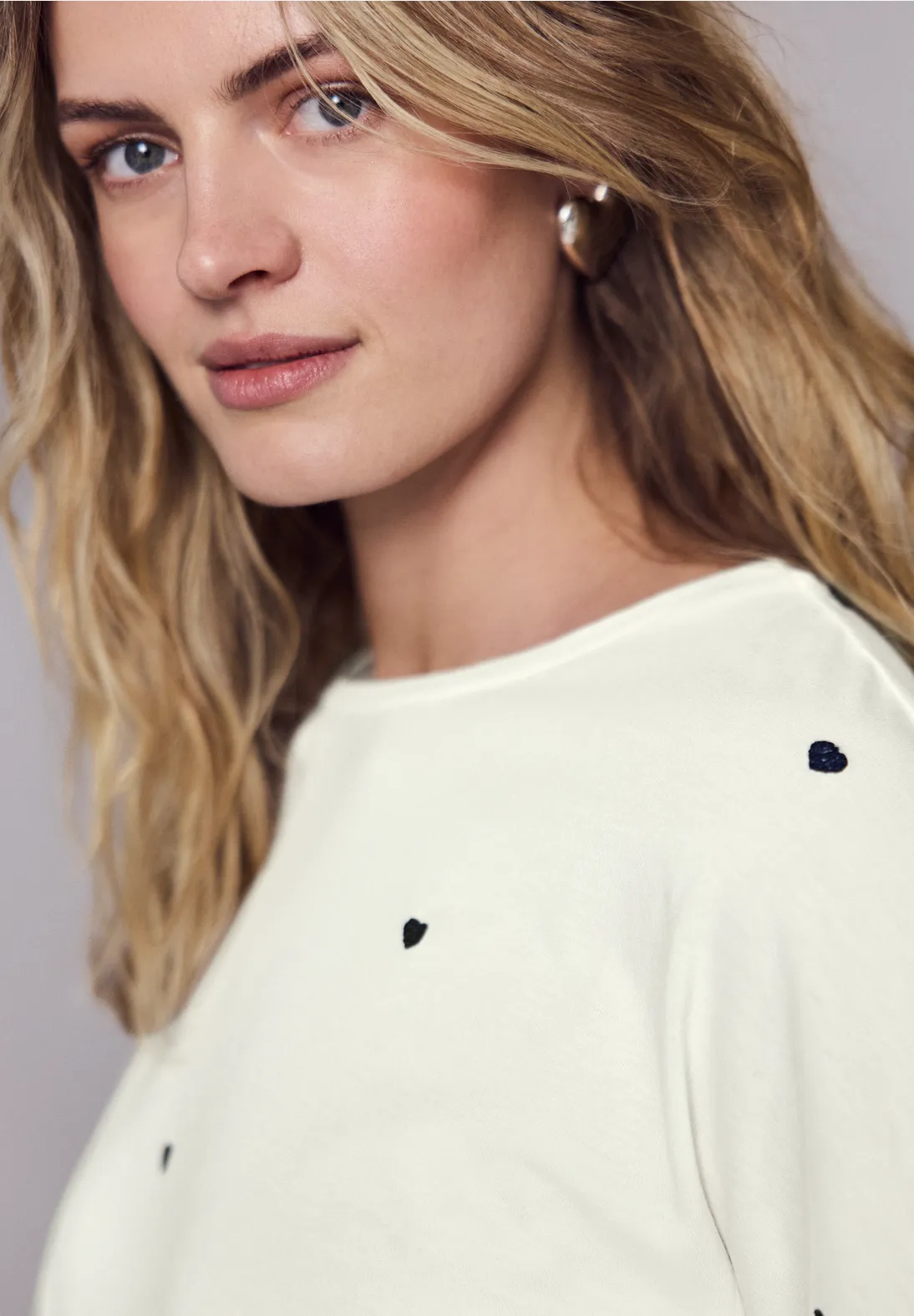 Street One Studio Shirt Hartjes Print - Off White