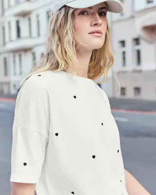 Street One Studio Shirt Hartjes Print - Off White