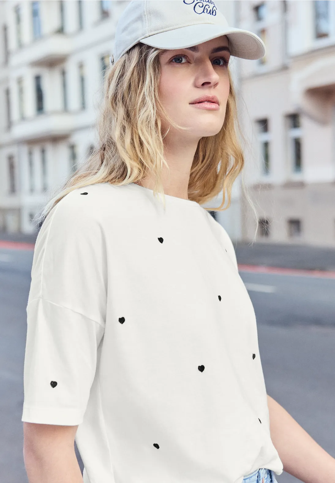 Street One Studio Shirt mit Herzchen-Print - Off White