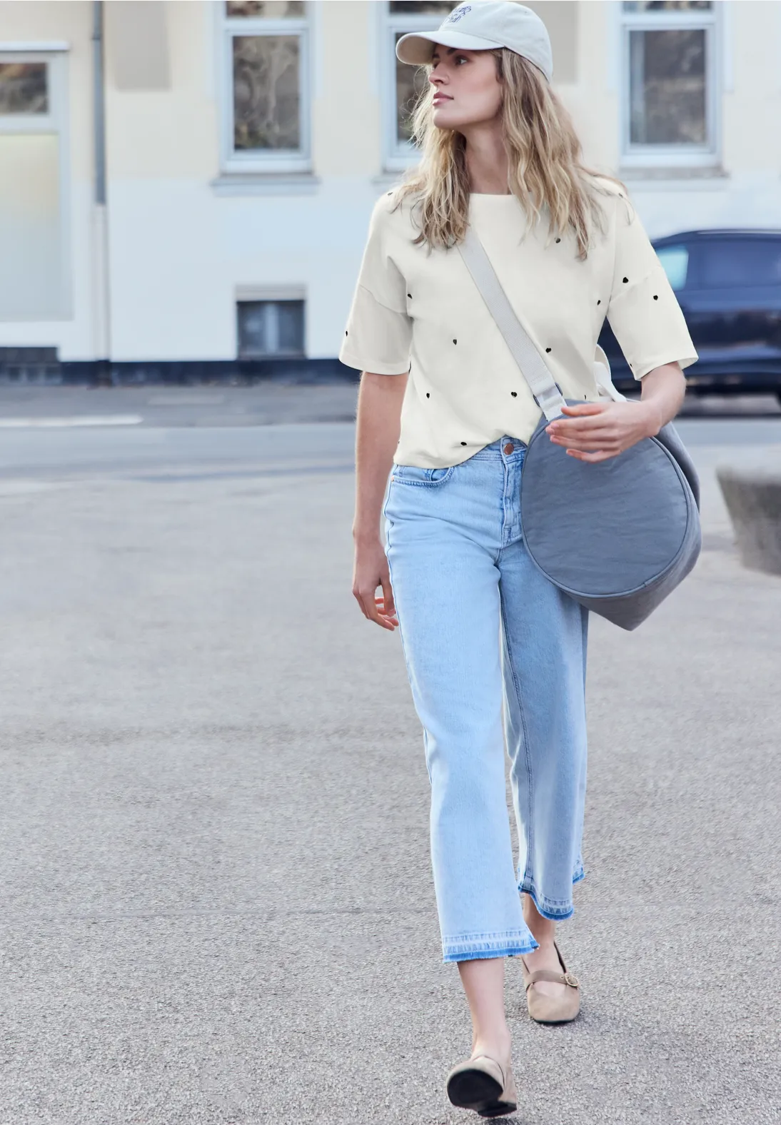 Street One Studio Shirt mit Herzchen-Print - Off White