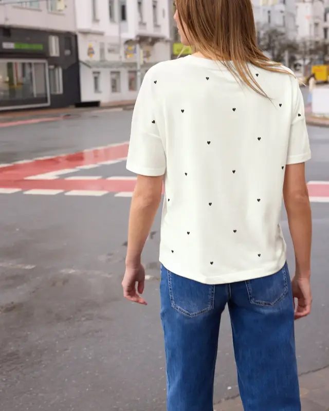 Street One Studio Shirt with Hearts - Off White