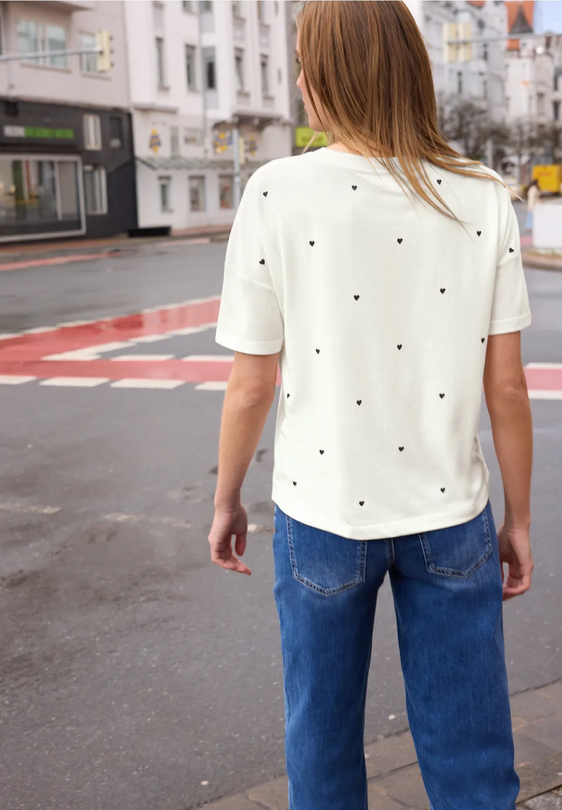Street One Studio Shirt Hartjes Print - Off White