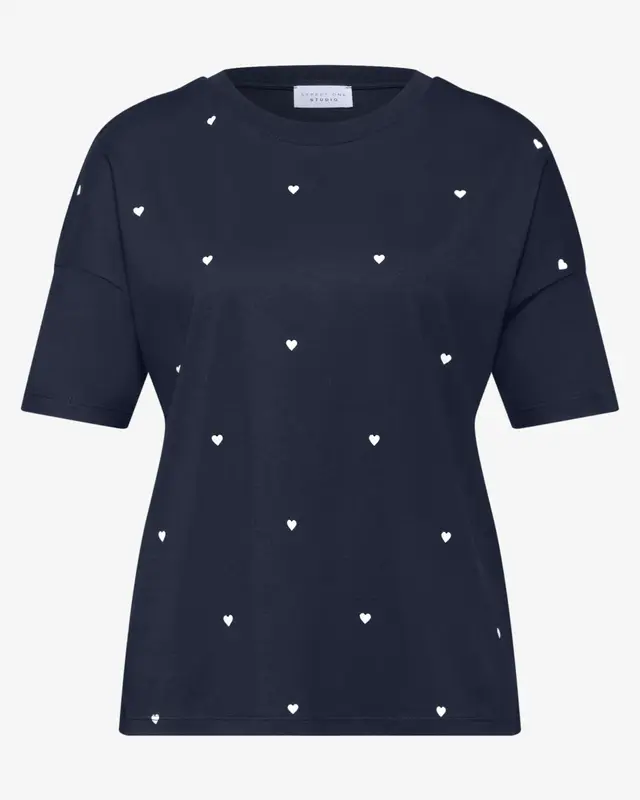 Street One Studio Shirt with Hearts - Midnight Muse