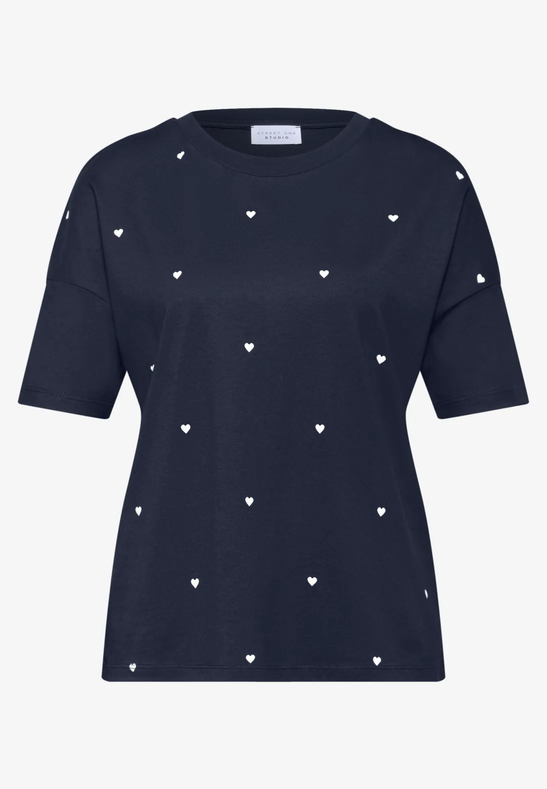 Street One Studio Shirt mit Herzchen-Print - Midnight Muse