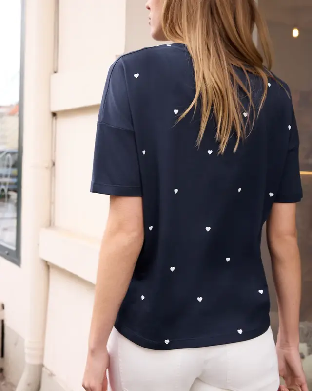 Street One Studio Shirt with Hearts - Midnight Muse