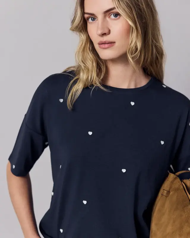 Street One Studio Shirt Hartjes Print - Midnight Muse
