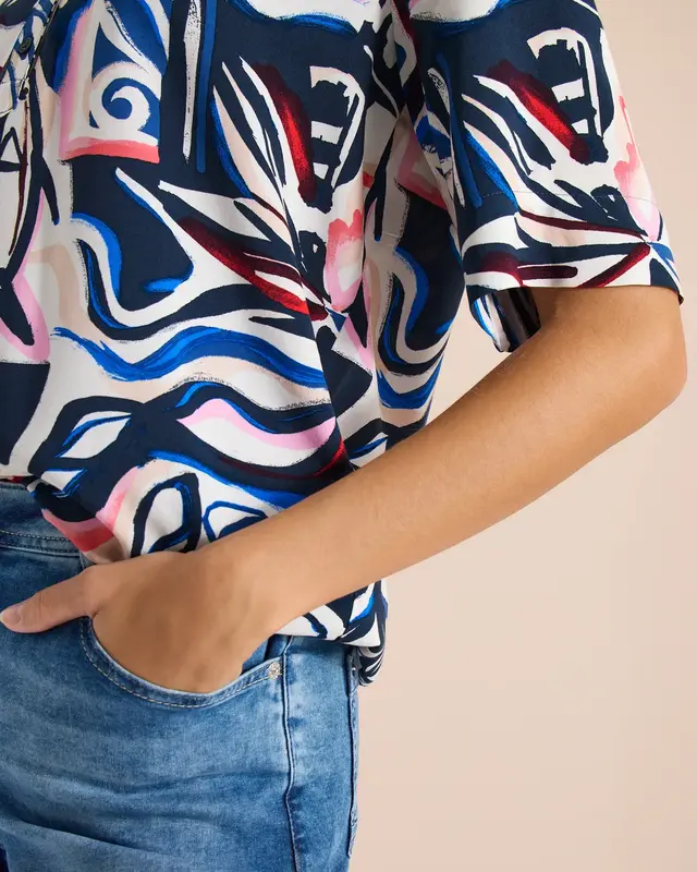 Cecil Print Bluse - Universal Blue