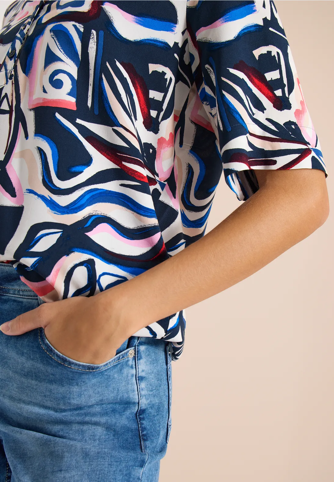 Cecil Print Blouse - Universal Blue