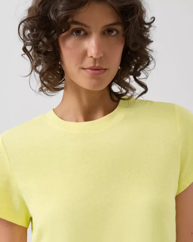 S. Oliver Linenmix T-Shirt - Light Yellow