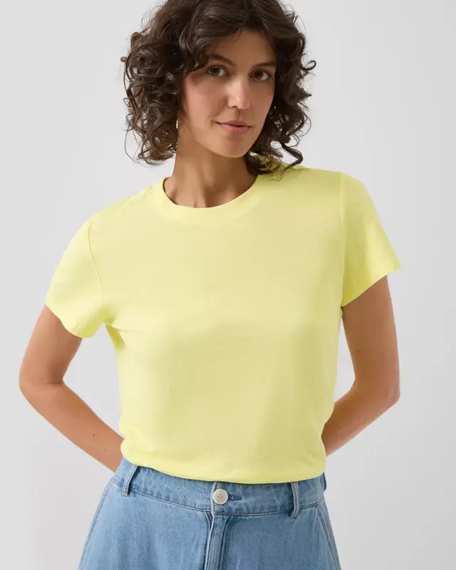 S. Oliver Linenmix T-Shirt - Light Yellow