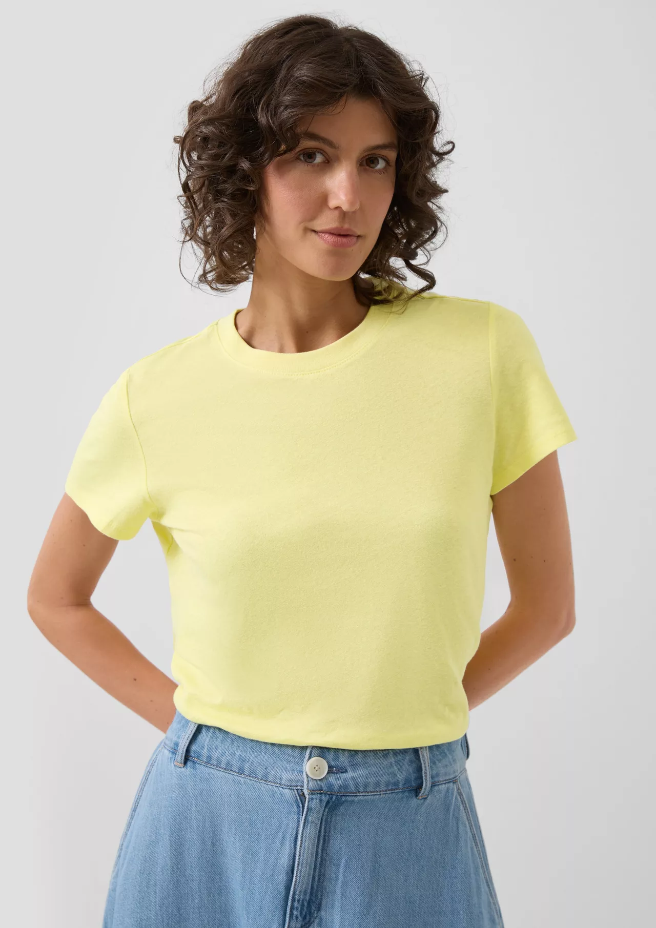 S. Oliver Linenmix T-Shirt - Light Yellow