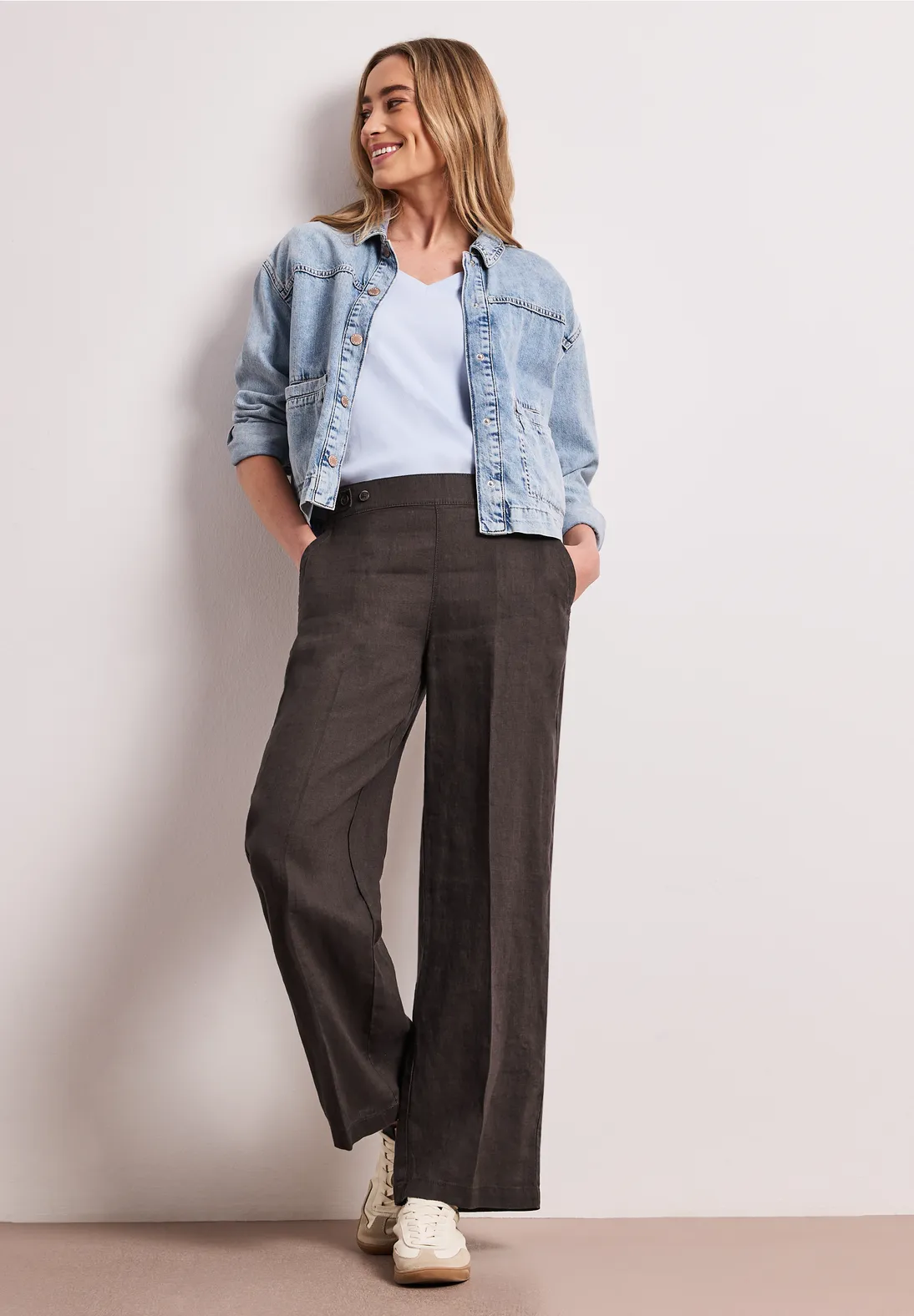 Street One Linen Pants - Espresso Brown