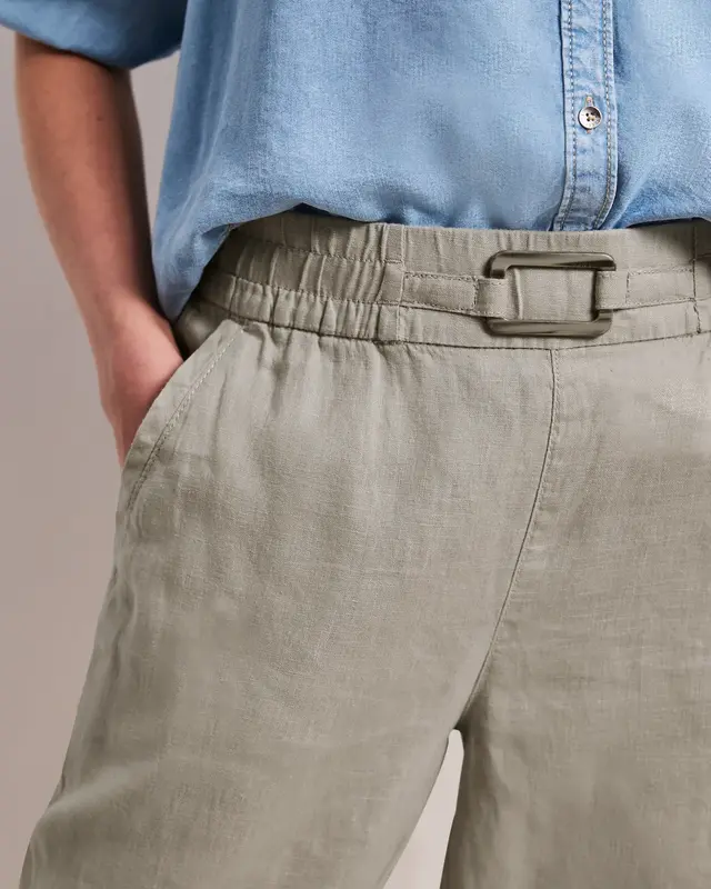 Street One Linnen Broek met Gesp - Timeless Beige
