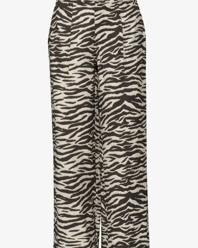 Street One Wide Leg Hose Animal Print - Espresso Brown