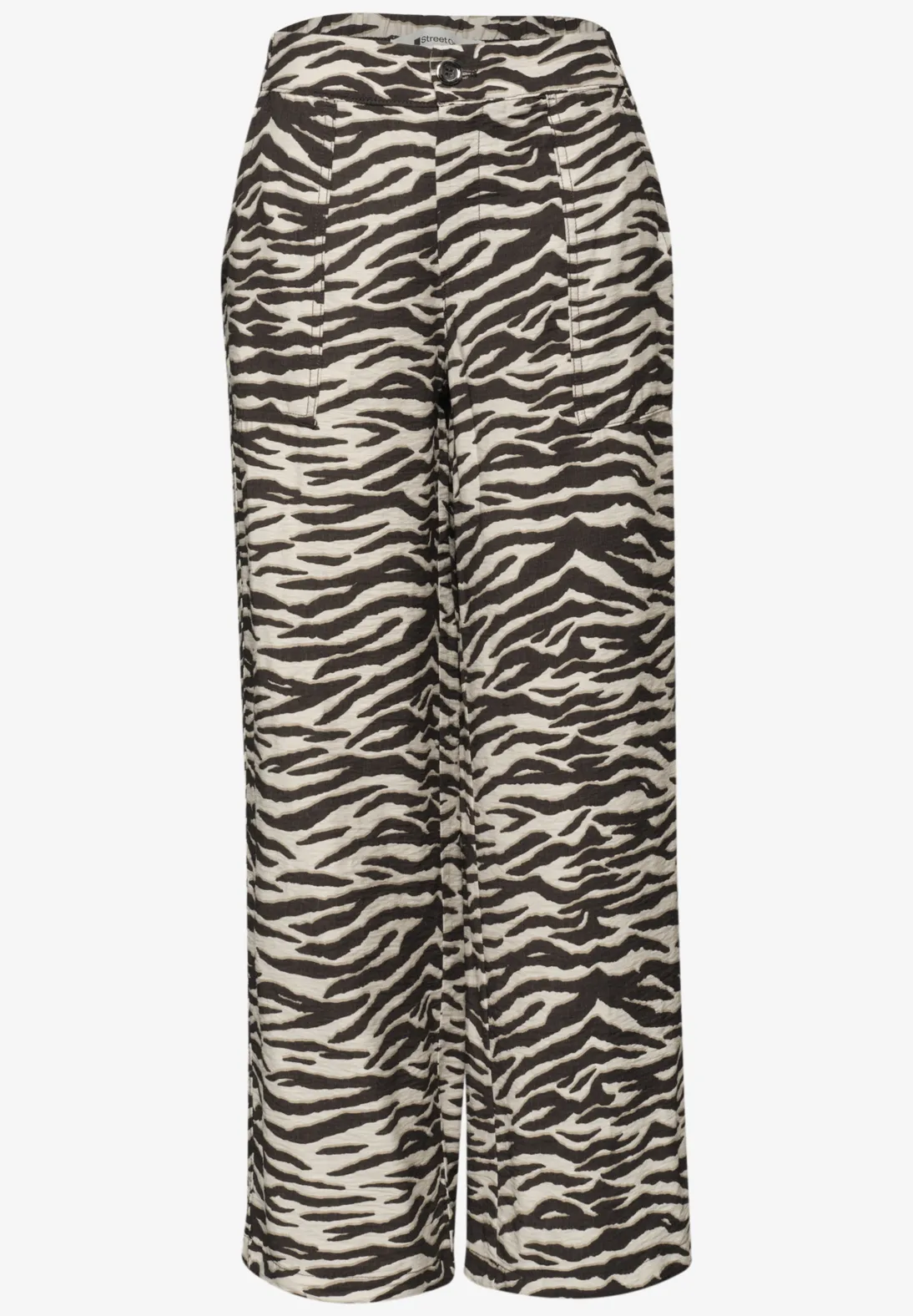 Street One Wide Leg Pants Animal Print - Espresso Brown