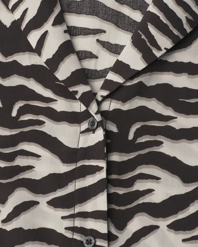 Street One Print Bluse Bowlingkragen - Espresso Brown