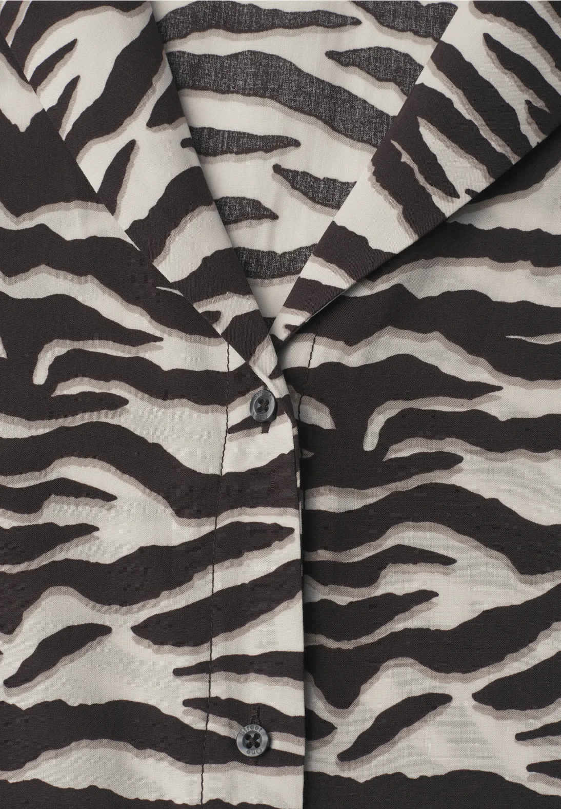 Street One Print Blouse Bowling Collar - Espresso Brown