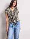 Street One Print Blouse Bowling Kraag - Espresso Brown