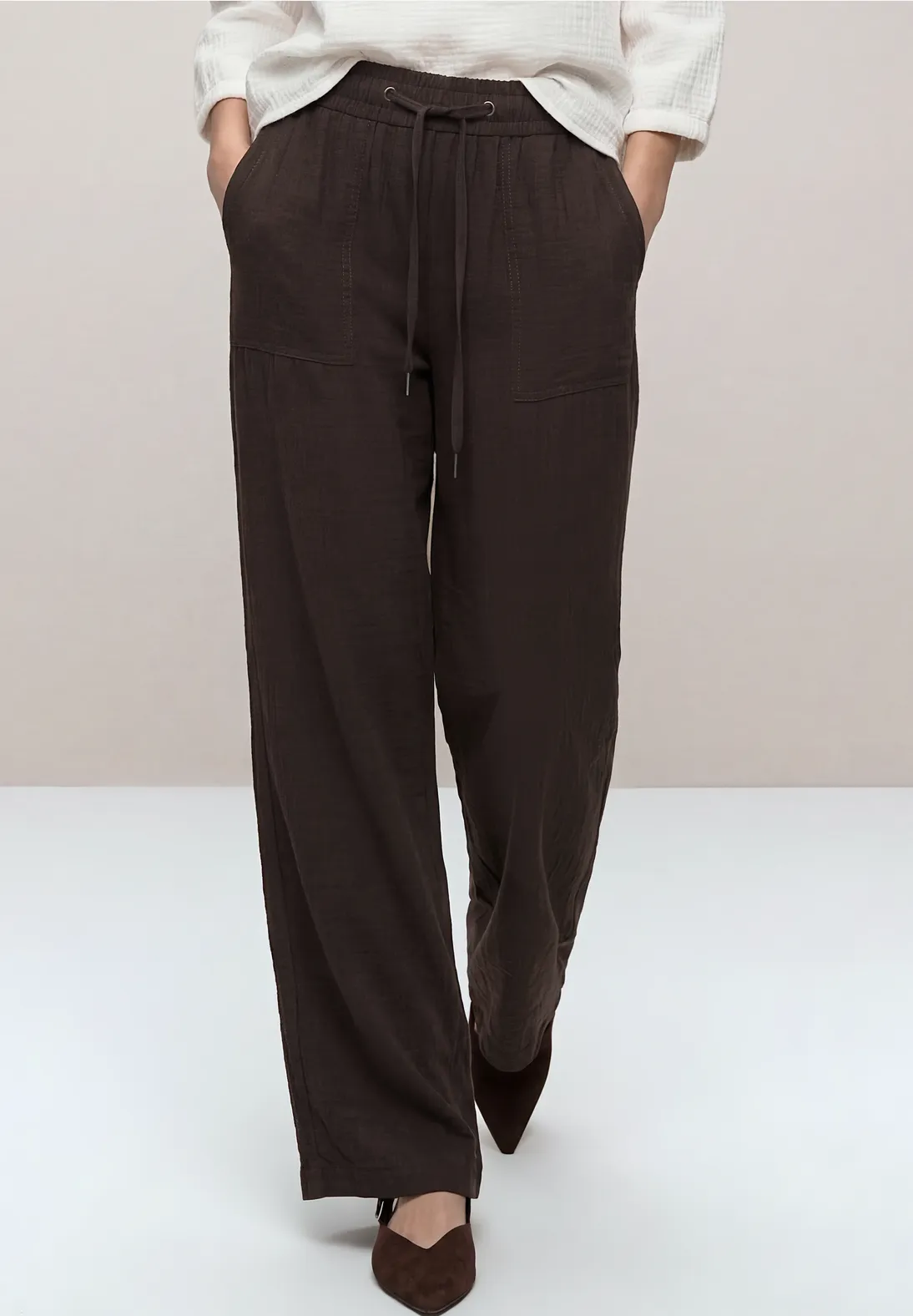 Street One Wide Leg Hose Emee - Espresso Brown