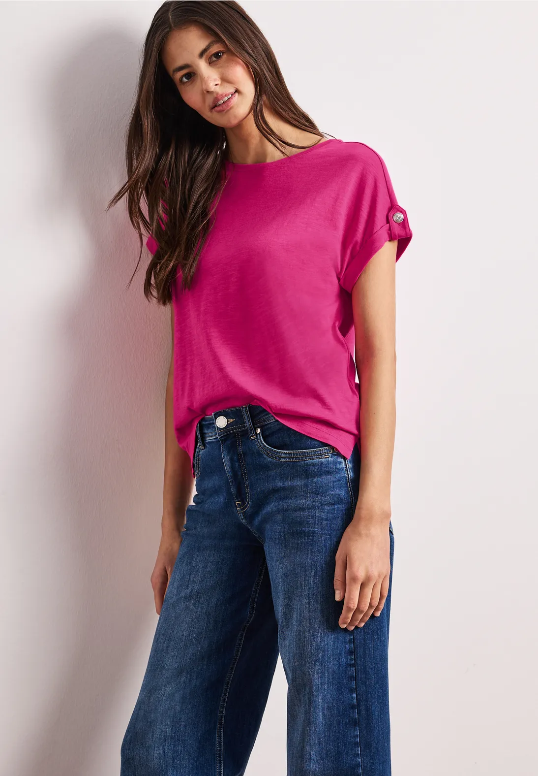 Street One Shirt with Button Detail - Magenta Dream